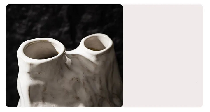 Double Mouth Ceramic Vase – Modern Ikebana Tabletop Decor