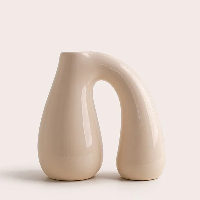 Nordic Ceramic Flower Vase – Modern Tabletop Centerpiece for Fresh Flowers | Elegant Living Room or Entryway Decoration Gift for Women