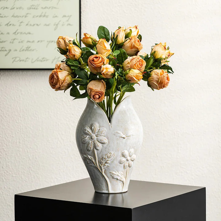 Retro Ceramic Fish Vase – Wabi Sabi Tabletop Centerpiece