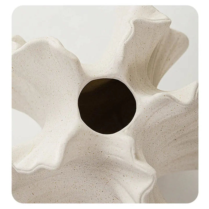 Nordic Ceramic Coral Vase – Beige Matte Tabletop Decor