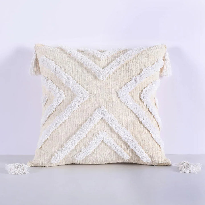 Luxury Chenille Tufted Boho Pillow Covers – Decorative Cushion Cases with Tassels for Sofa, Bed & Farmhouse Decor