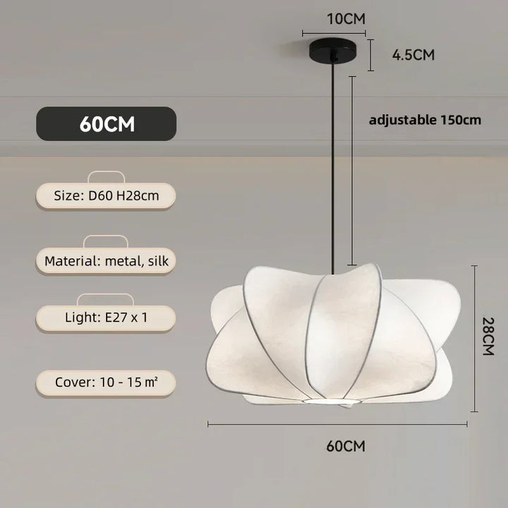 Wabi Sabi Silk LED Pendant Light – Japanese Style Lamp