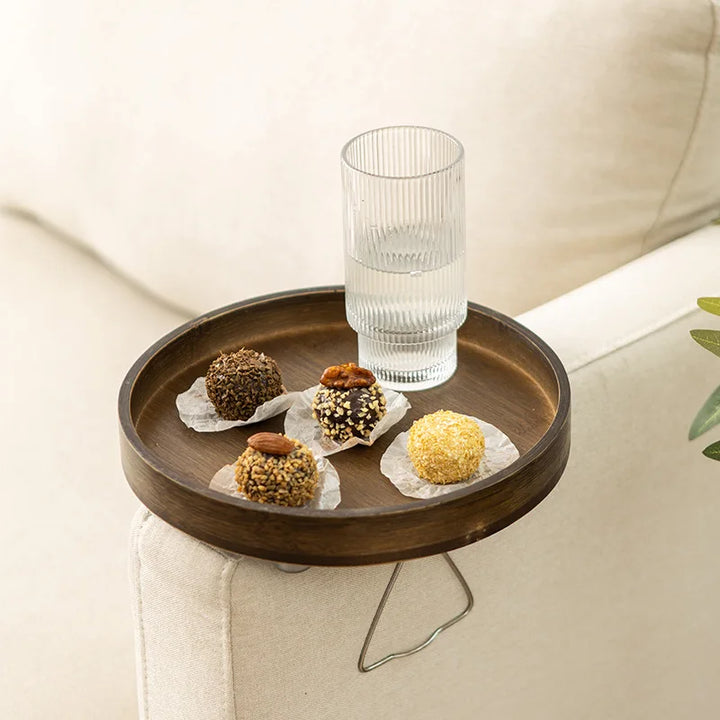 Bamboo Fruit Plate Tray – Modern Minimalist Serving Tray for Tea Table, Coffee Corner, or Small Mobile Tabletop
