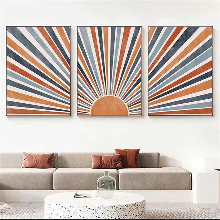 Modern Mid-Century Sun Canvas Wall Art – Retro Abstract Bohemian Prints for Living Room & Home Decor