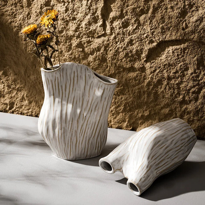 Double Mouth Ceramic Vase – Wabi Sabi Nordic Home Decor