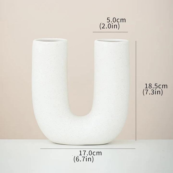 U Shape Ceramic Vase – Modern Centerpiece for Home Decor