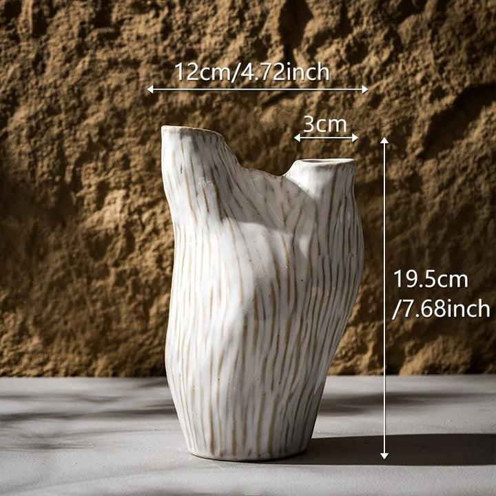 Double Mouth Ceramic Vase – Wabi Sabi Nordic Home Decor