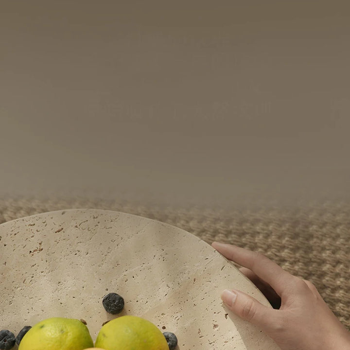 Travertine Pedestal Bowl – Decorative Marble Fruit Tray