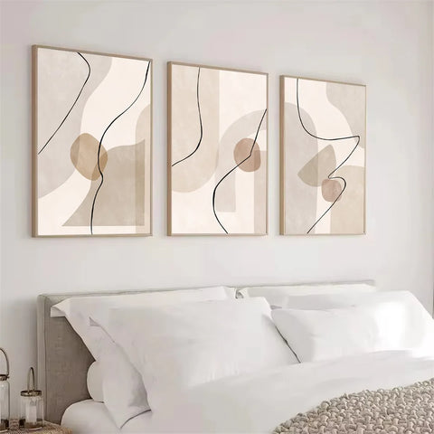 Abstract Beige Geometry Canvas – Modern Boho Wall Art
