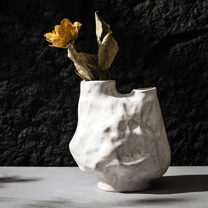 Double Mouth Ceramic Vase – Modern Ikebana Tabletop Decor