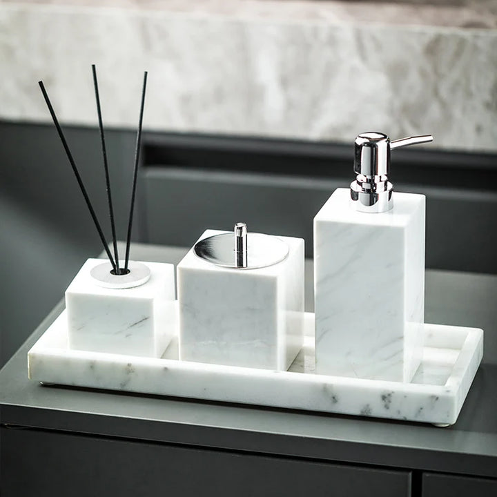 Volakas White Marble Bathroom Accessories Set