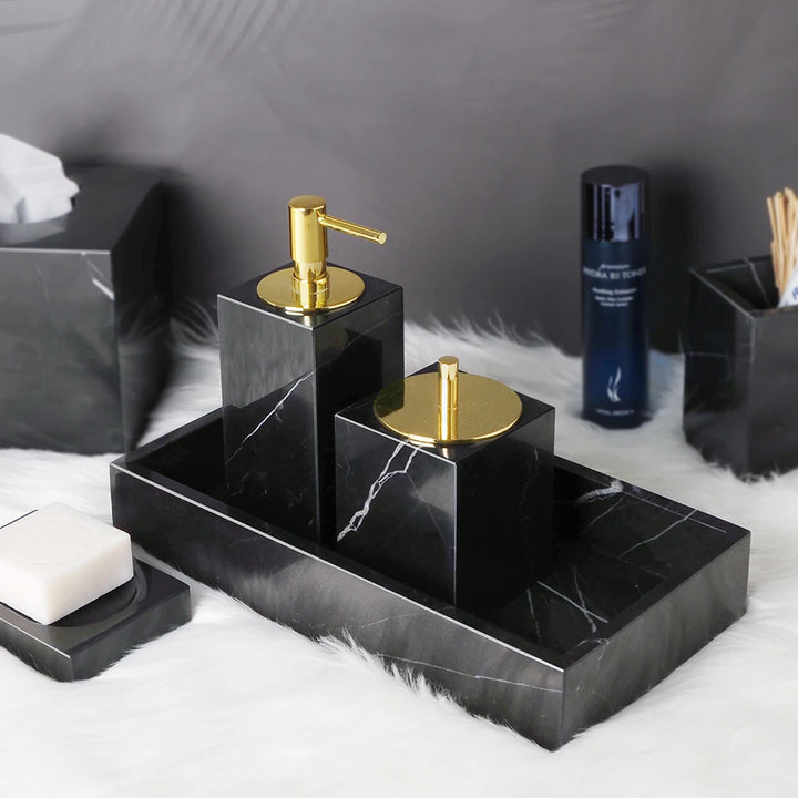 Black Nero Marquina Marble Bathroom Set – Luxury Accessories