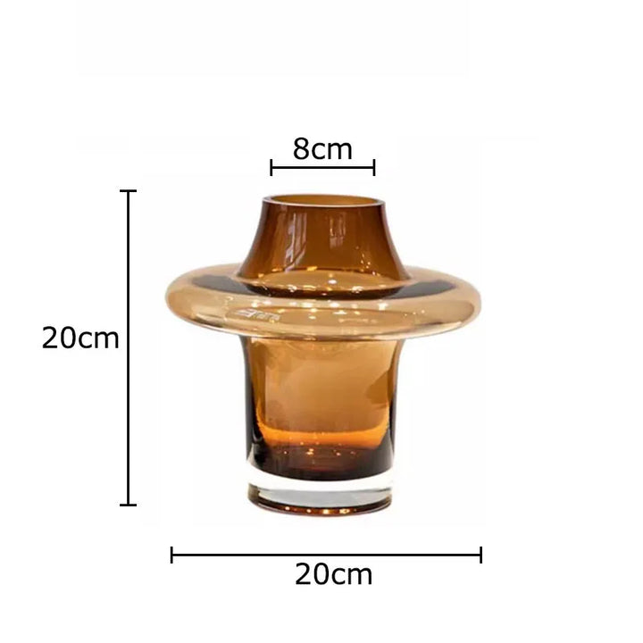 Amber Glass Tower Vase – Modern Decorative Flower Pot