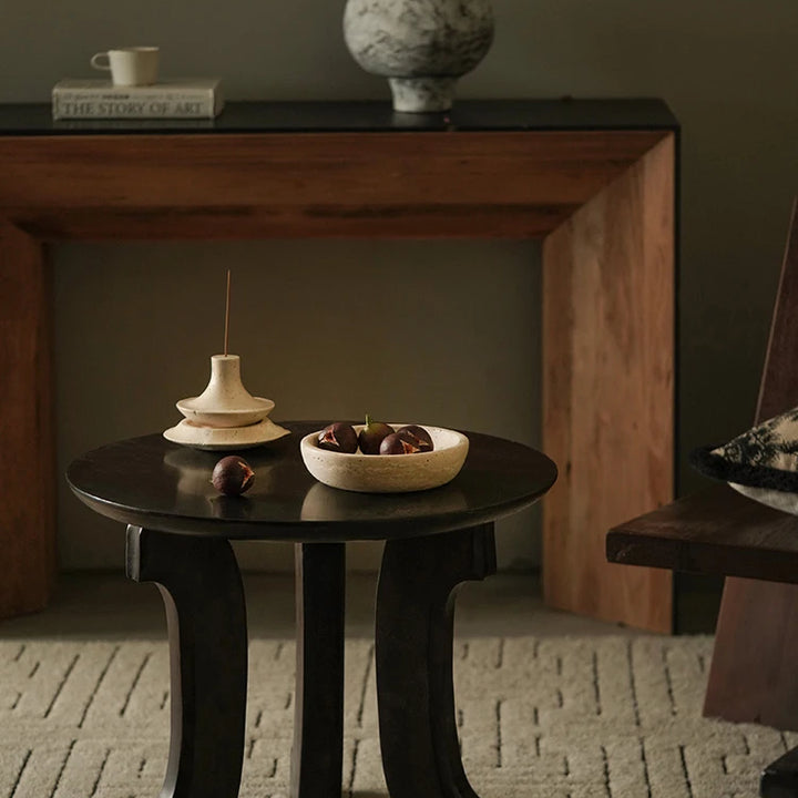 Beige Travertine Decorative Bowl – Handcrafted Stone Catchall Dish