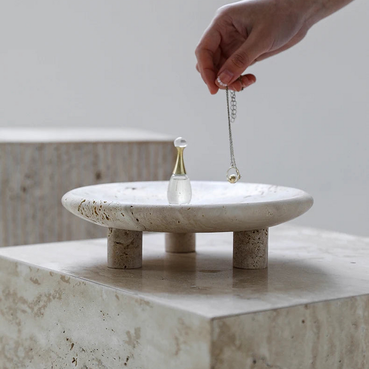 Wabi Sabi Travertine Decorative Tray – Marble Fruit Bowl