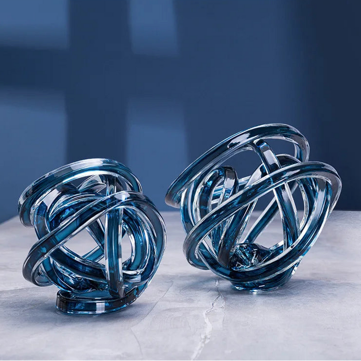 Twisted Glass Chain Sculpture – Modern Transparent Decor