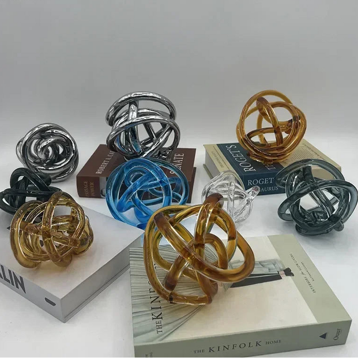 Transparent Glass Knot Sculpture – Modern Art Ornament