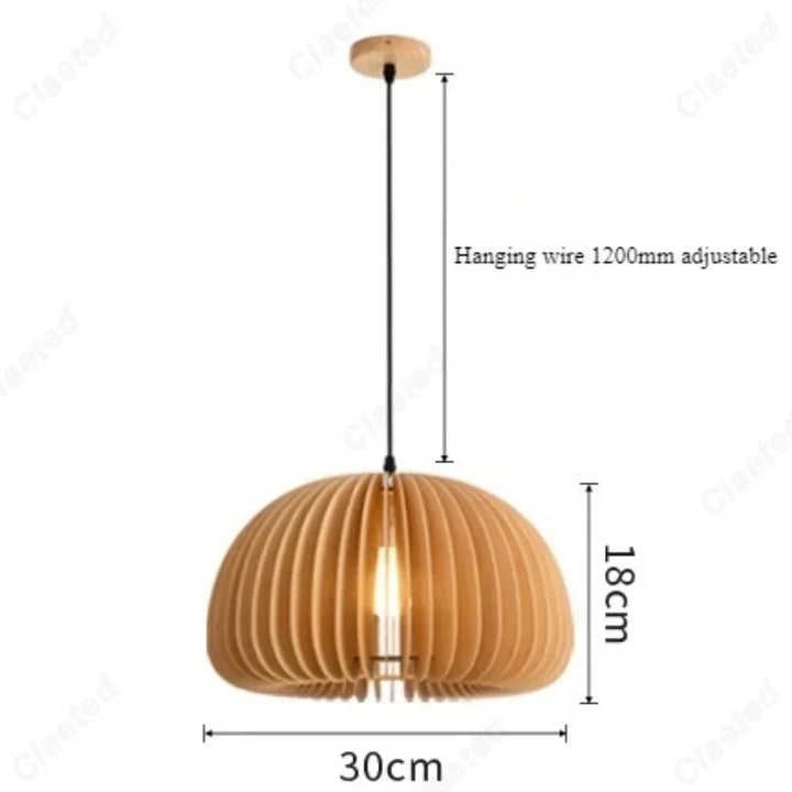 Creative Wooden LED Pendant Light – Vintage Modern Ceiling Lamp