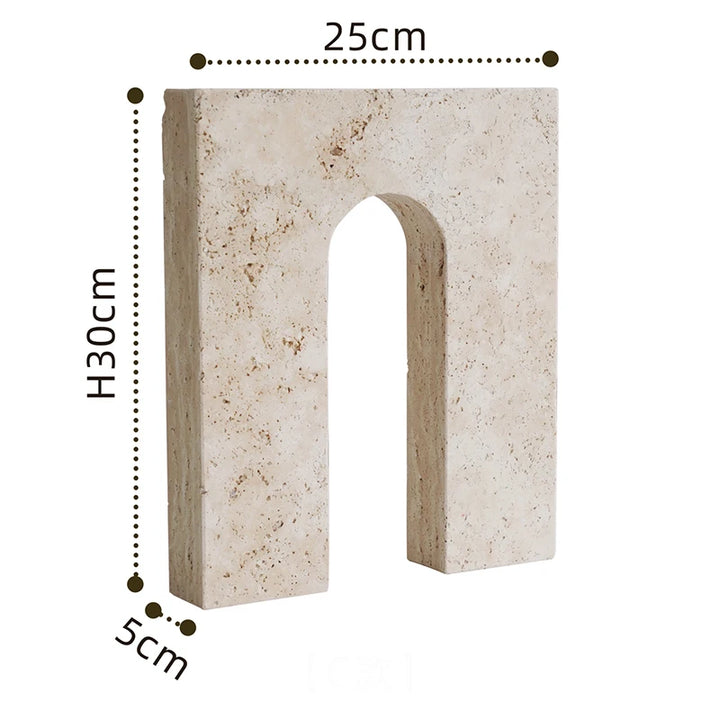 Travertine Archway Sculpture – Modern Stone Figurine for Shelf, Coffee Table, Bookshelf & TV Cabinet | Minimalist Home Decor