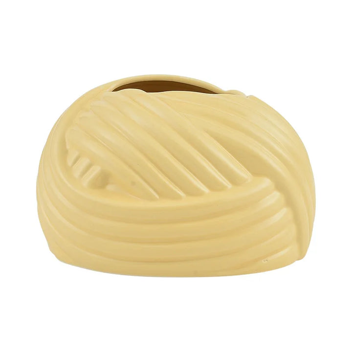 Ceramic Tissue Box with Wool Ball Accent – Modern Napkin Holder & Desk Storage Decoration