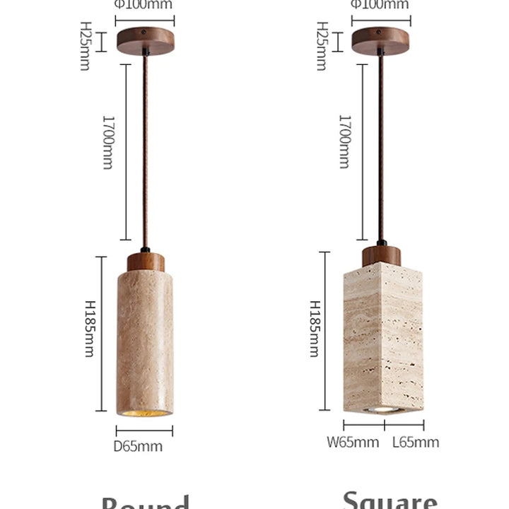 Yellow Travertine Pendant Lamp – Wabi-Sabi Marble Light