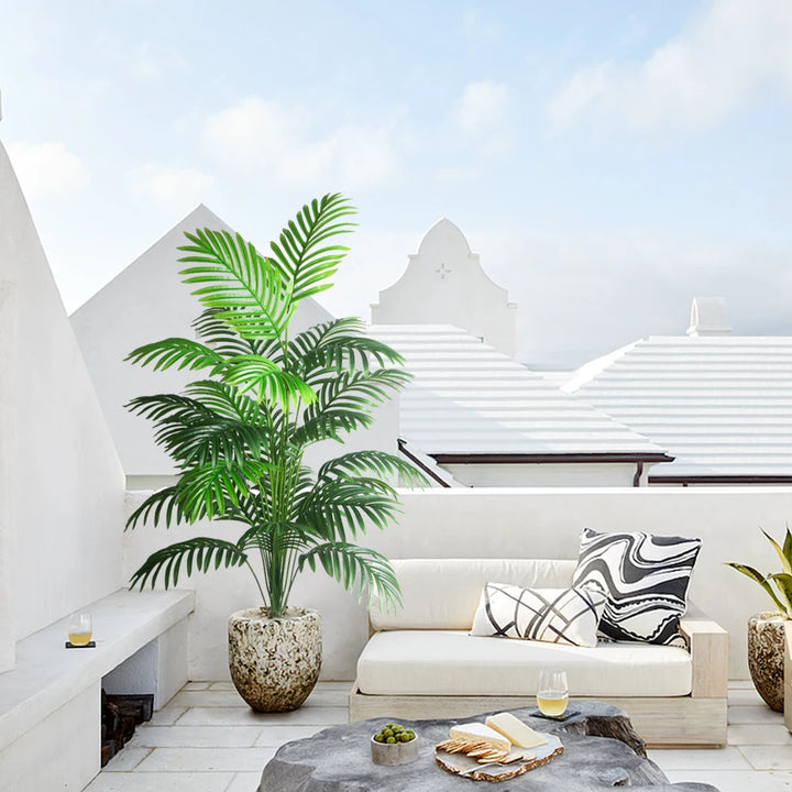 Large Artificial Palm Tree – 120cm Tropical Coconut Leaf Decor