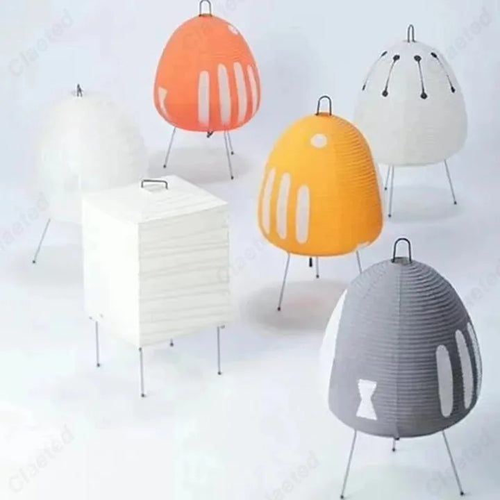 Minimalist Rice Paper LED Table Lamp – Retro Japanese Style Decorative Lighting for Bedroom & Living Room