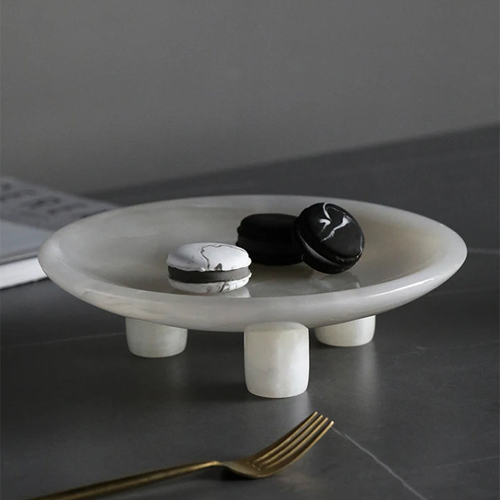 White Onyx Marble Vanity Tray – Luxury Stone Organizer for Perfume, Jewelry & Coffee Table Décor