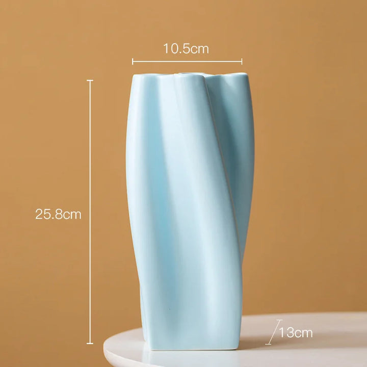 Colorful Curved Ceramic Vase – Modern Table Centerpiece