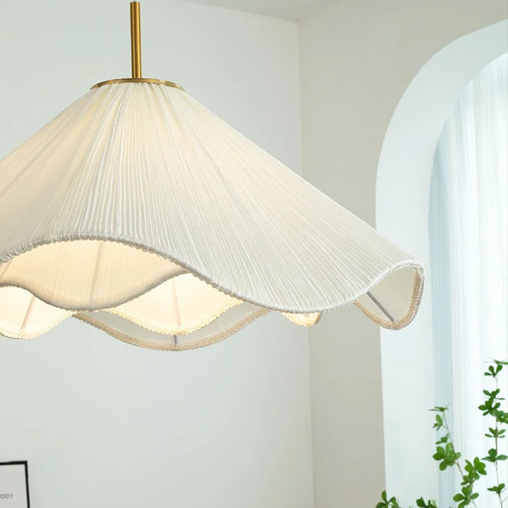 Nordic Fabric LED Chandelier – Modern White Pendant Light