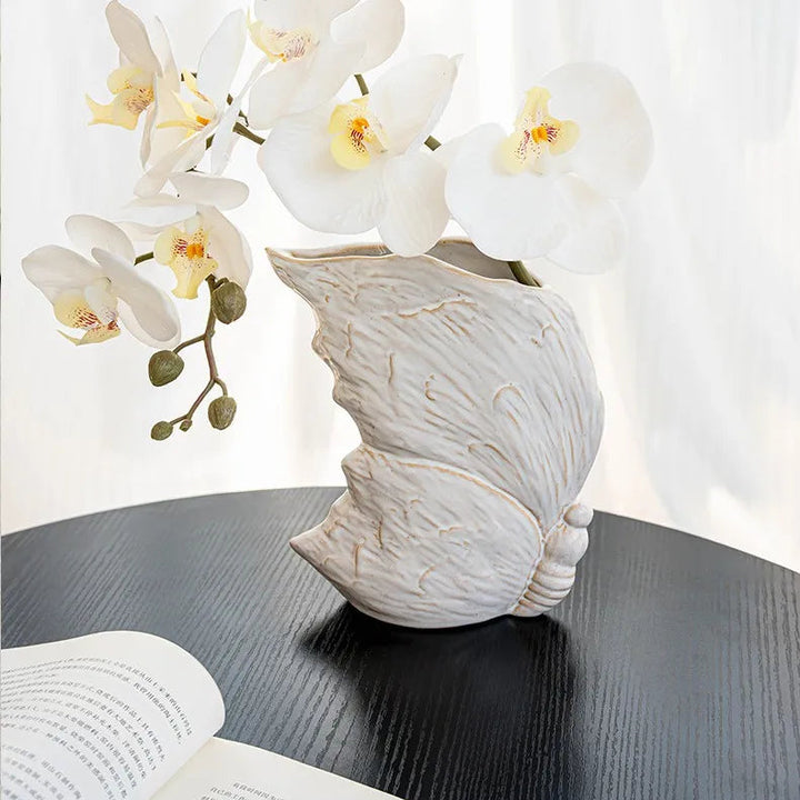 Vintage Floral Ceramic Vase – Rustic Table Centerpiece