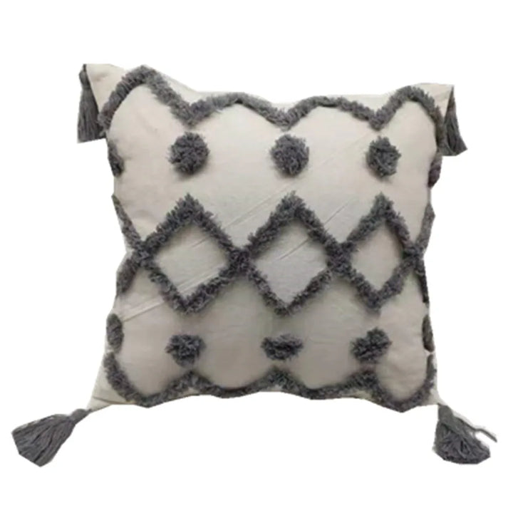 Boho Tufted Pillow Cover – Tassel Cotton Cushion Case