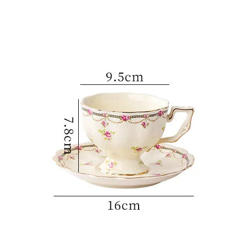 Vintage Lemon Porcelain Coffee Mug with Tray