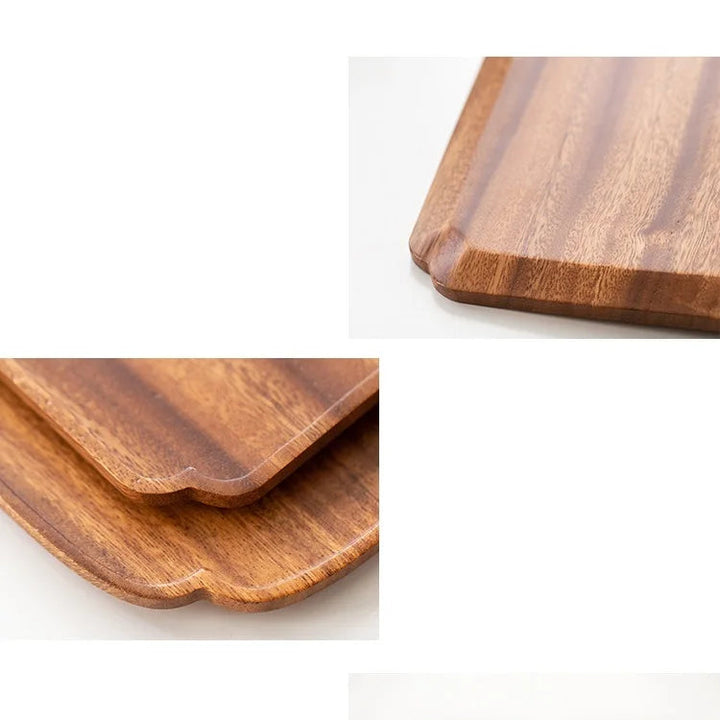 Japanese Walnut Cloud Plate – Handcrafted Wooden Square Tray