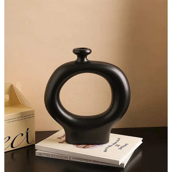 Zebra Striped Ceramic Vase – Modern Tabletop Decor