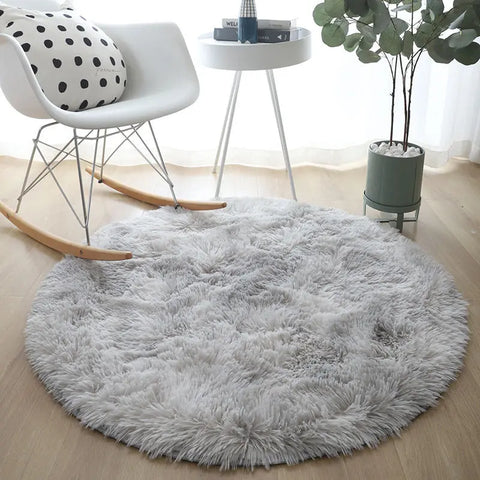 Round Plush Rug – Soft Fluffy Carpet for Living Room & Bedroom