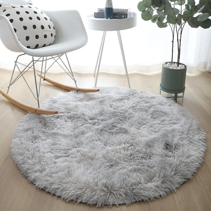 Round Plush Rug – Soft Fluffy Carpet for Living Room & Bedroom