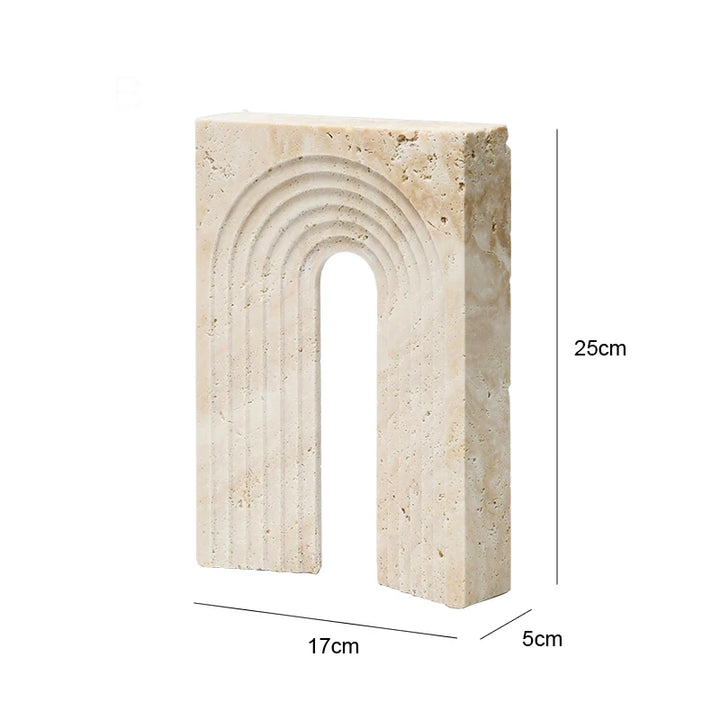 Travertine Archway Sculpture – Modern Stone Figurine for Shelf, Coffee Table, Bookshelf & TV Cabinet | Minimalist Home Decor