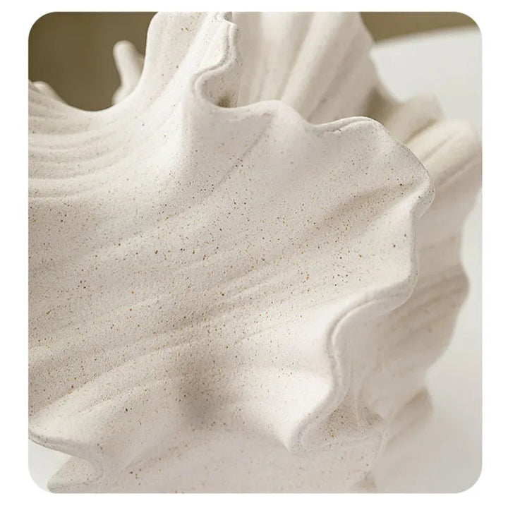 Nordic Ceramic Coral Vase – Beige Matte Tabletop Decor