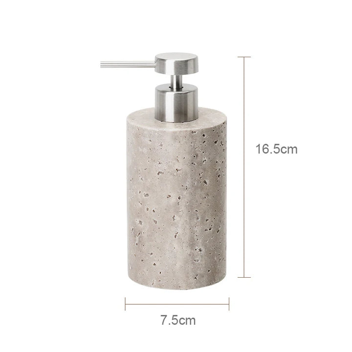 Grigio Travertine Bathroom Set – Antique Natural Stone Accessories with Soap Dispenser, Tray, Diffuser & More