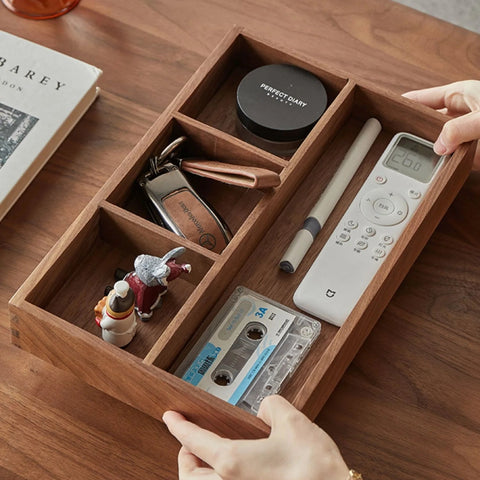 Solid Wood Organizer Box – Desk & Coffee Table Storage Tray
