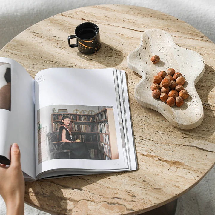 Irregular Travertine Decorative Tray for Coffee Table
