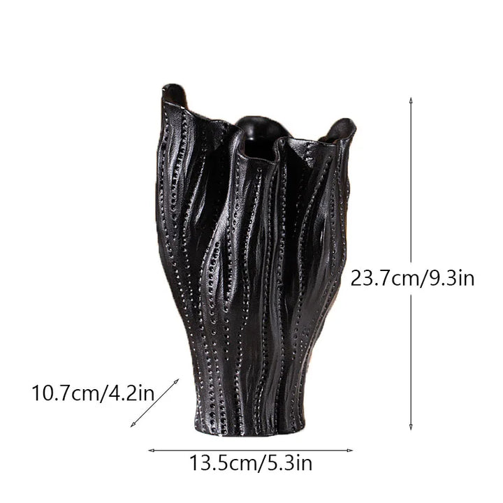 Ceramic Coastal Vase – Nordic Starfish & Waves Decor