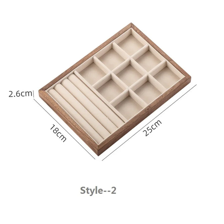 Black Walnut Jewelry Storage Box – Stackable Wooden Organizer with Large Capacity for Earrings, Necklaces & Accessories