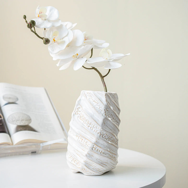 Wide Mouth Ceramic Vase – Nordic Minimalist Table Centerpiece
