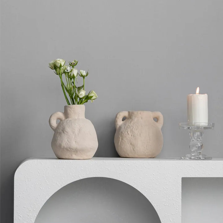 Mini Ceramic Bud Vase – Stone-Look Small Flower Pot Decor