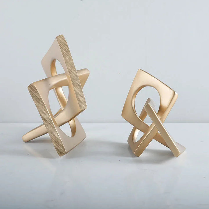 Abstract Geometric Sculpture – Modern Resin Desk Ornament