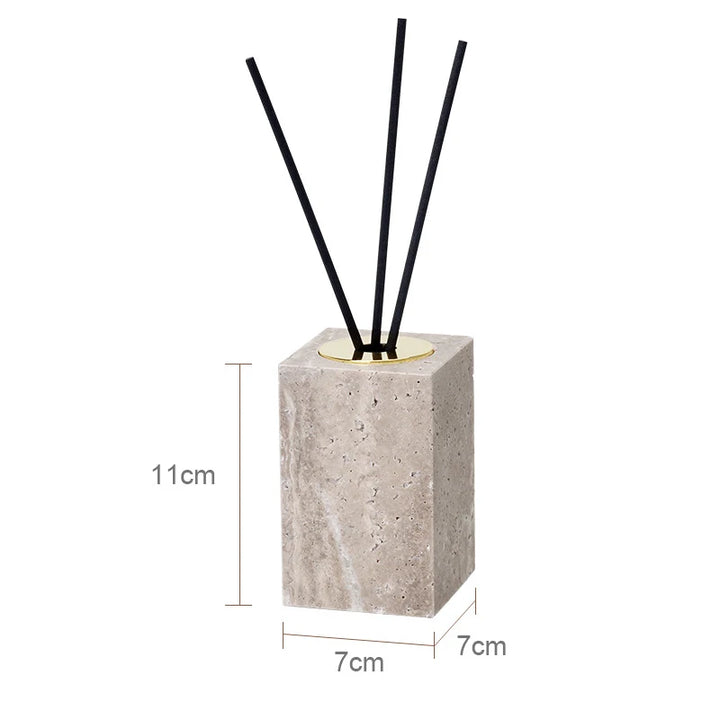 Grigio Travertine Bathroom Set – Antique Natural Stone Accessories with Soap Dispenser, Tray, Diffuser & More