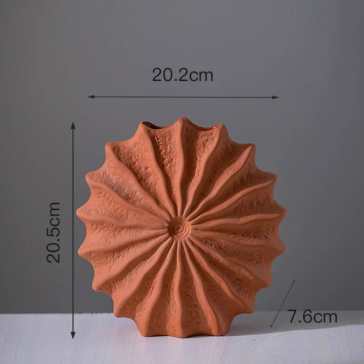 Shell Shaped Ceramic Vase – Minimalist Orange Home Decor