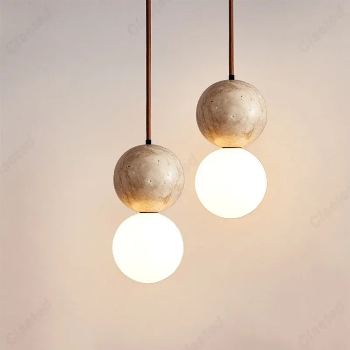 Retro LED Cave Stone Pendant Light – Creative Wooden Hanging Lamp for Dining Room, Living Room & Bedroom Decor